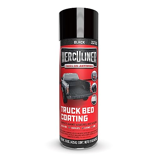 Herculiner Aerosol Spray Truck Bed Liner, 15 Ounce Spray Can, Black, Textured, Suitable For All Truck Beds, 6-7 sq ft Coverage