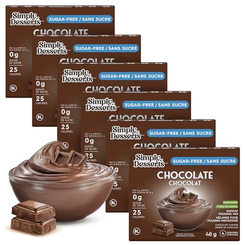 Simply Desserts Chocolate Instant Pudding, Sugar-Free, 6-Pack – Healthy Dessert, Keto Snacks, Vegan & Diabetic-Friendly, Kosher, 1.7 Oz Ea