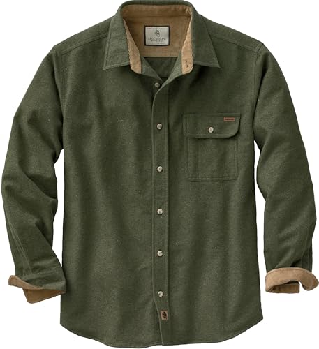 Legendary Whitetails Men's Standard Flannel Shirt Long Sleeve Button Down 100% Cotton, Army, Large