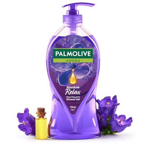 Palmolive Aroma Absolute Relax Body Wash, Gel Based Shower Gel with 100% Natural Ylang Ylang Essential Oil & Iris Extracts - pH Balanced, No Parabens,