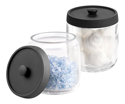mDesign Bathroom Vanity Glass Storage Organizer Canister Sleek, glass canisters with easy-to-remove