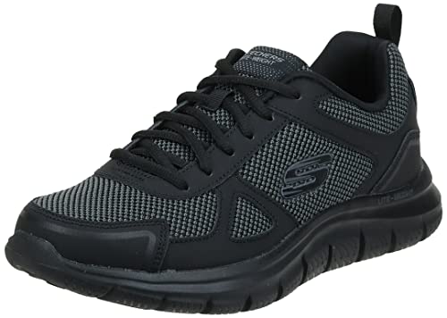 (-35%) Skechers Herren Track Bucolo Sneakers, Black Leather Mesh Trim, 48.5 EU