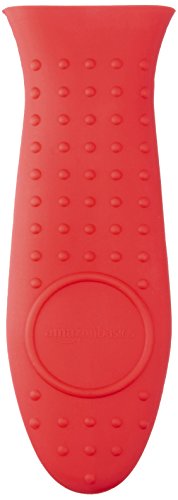 Amazon Basics Silicone Pot Holder Hot Skillet Rectangular Handle Cover for kitchen, Red, 5.6"L x 1.9"W