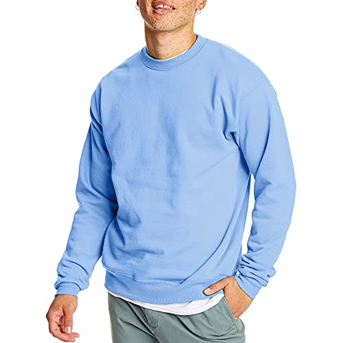 Hanes Mens Ecosmart Fleece Sweatshirt, Cotton-blend Pullover, Crewneck For Men, 1 Or 2 Pack, Light Blue - 1 Pack, Medium US
