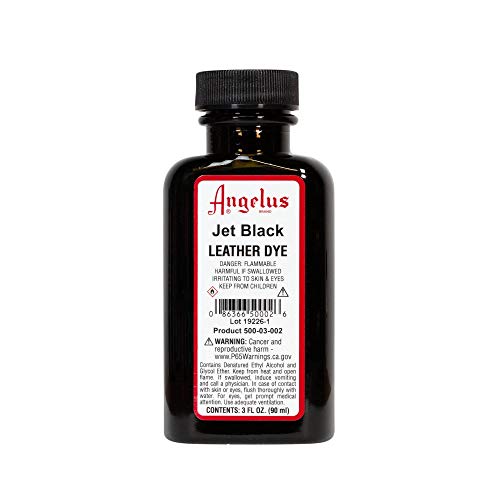 Angelus Leather Dye, Permanent Leather Dye for Shoes, Boots, Bags, Crafts, Furniture, & More - 3 fl oz, Jet Black