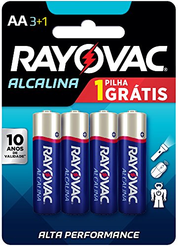 Pilha, Rayovac, Alcalina 208013, Azul, Aa, Pequena, Pacote de 4