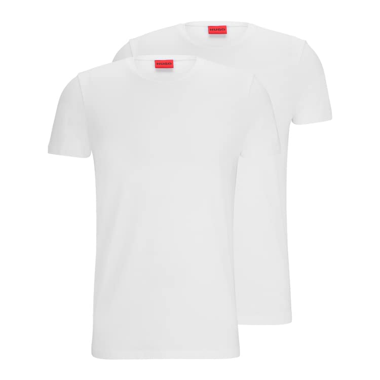 (-40%) HUGO Herren Round T-Shirt, per Pack Weiß (White 100), Medium (Herstellergröße: M)