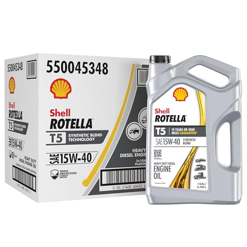 Shell Rotella T5 Synthetic Blend 15W-40 Motor Oil, 1 Gallon (3 Pack)
