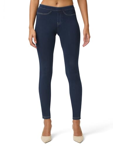 No nonsense Women's Classic Denim Leggings with Real Back Pockets, Elastic Waist, High Waisted - Stretchy & Trendy Jeans - Dark Denim - X-Large
