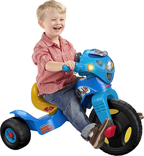 Fisher-Price Toddler Tricycle Nickelodeon PAW Patrol Lights & Sounds Trike, Toy Bike with Handlebar Grips & Storage for Outdoor Play Kids Ages 2+ Years