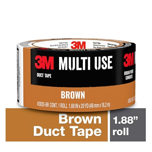3M Multi-Use Colored Duct Tape, Brown with Strong Adhesive and Water-Resistant Backing, Multi-Surface 3M Duct Tape for Indoor and Outdoor Use, 1.88 Inches x 20 Yards, 1 Roll (3920-BR)