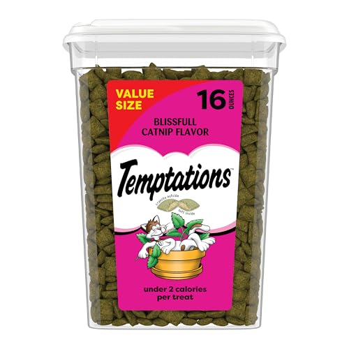 Temptations Classic Crunchy and Soft Cat Treats Blissful Catnip Flavor, 16 oz. Tub