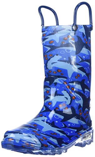 Western Chief Boys' Light-Up Waterproof Rain Boot, Blue, 9