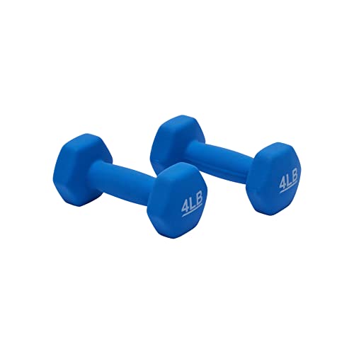 Amazon Basics Neoprene Dumbbell Hand Weights, 4 Pounds, Pair, Blue