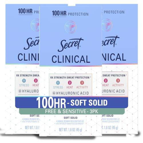 Secret Clinical Strength Soft Solid Antiperspirant and Deodorant for Women, Free & Sensitive, 1.6 oz