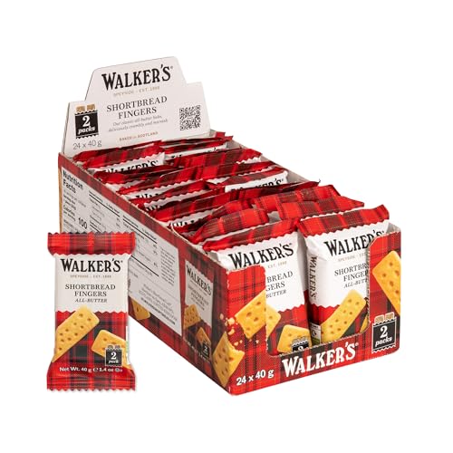 Walker’s All-Butter Shortbread Fingers - 2-Count Snack Packs (Pack of 24) - Authentic Shortbread Cookies from Scotland