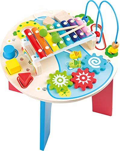 🔥 STARKER PREIS (-57%) small foot Motorik- und Musiktisch "2 in 1" aus Holz, mit Motorikschleife, Formenspiel, Xylophon, ab 12 Monaten, 10321
