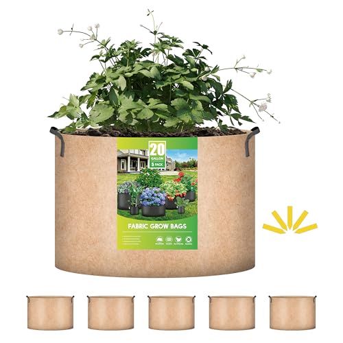 iPower 5-Pack 20-Gallon Grow Bags Durable & Rugged