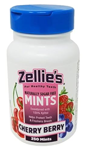 Zellies | 100% Xylitol Cherry Berry Breath Mints | No Aspartame, Gluten Free, Vegan & Kosher Mints (250 Count - Pack of 1)