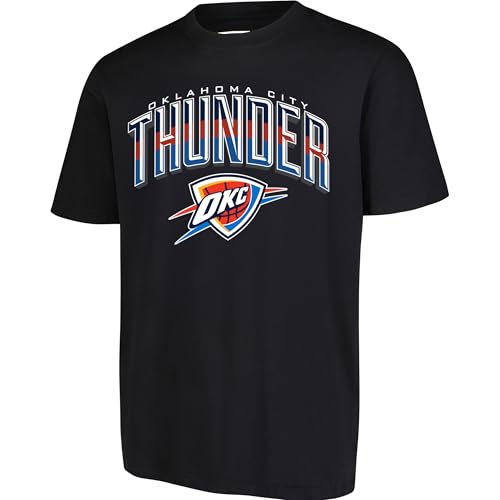 Ultra Game NBA Oklahoma City Thunder Men's Arched Plexi Short Sleeve Tee Shirt, Black, Large