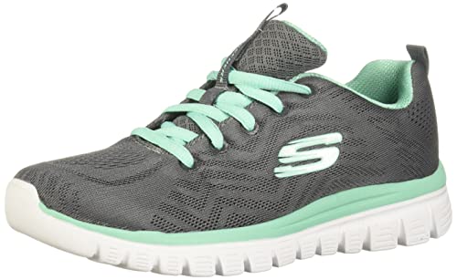 (-14%) Skechers Damen Graceful Get Connected Sneakers, Charcoal Mesh / Green Trim, 40 EU