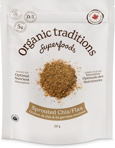 Organic Traditions Sprouted Chia Seeds and Flax Seed Powder, Non-GMO Superfood, 227g/8oz Bag