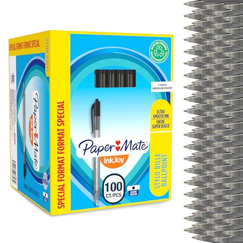 (-33%) Paper Mate InkJoy 100RT Retractable Kugelschreiber | mittlere Spitze (1,0 mm) | Schwarz | 100 Stück