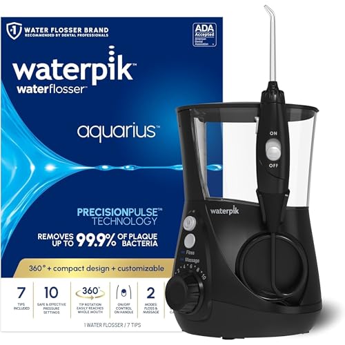 Waterpik Aquarius Water Flosser For Teeth Cleaning, Gums, Braces, Dental Care, Electric Power With 10 Settings, 7 Tips F
