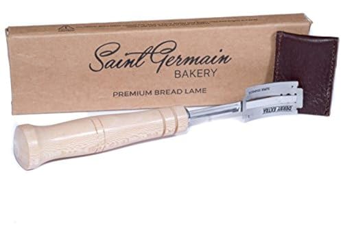 "SAINT GERMAIN Premium Hand Crafted Bread Lame for Dough Scoring Knife, Lame Bread Tool for Sourdough Bread Slashing with 10 Blades Included with Replacement with Authentic Leather Protector Cover"