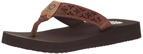 Yellow Box Women's Benji Wedge Flip Flop, Dk Brown, 11 M US