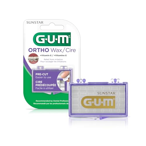 GUM Orthodontic Wax for Braces and Dental Devices - Soothing Dental Wax with Vitamin E and Aloe Vera - Clear Color - Unflavored (Pack of 1)