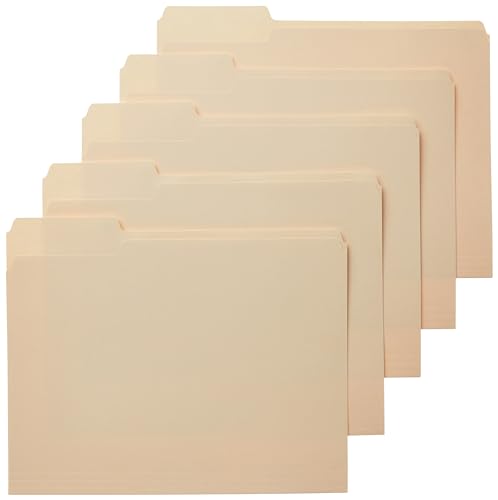 Amazon Basics File Folders 1/3-Cut Reinforced Tabs Letter Size 100-Pack