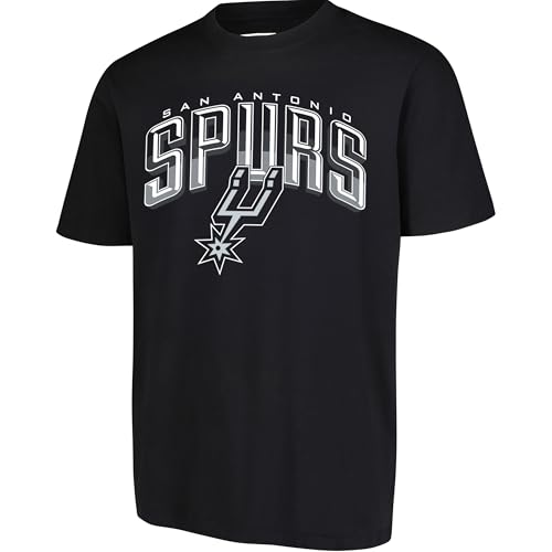 Ultra Game NBA San Antonio Spurs Men's Arched Plexi Short Sleeve Tee Shirt, Black, X-Large