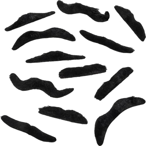 Road Island Novelty 3.5" Black Fake Mustaches, Pack of 12