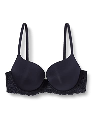 (-43%) Dorina Damen Claire Super Push-Up Demi-BH – Bügel-BH mit Geformten Cups, Weichem Mikrogewebe und Sinnlichen Spitzendetails, Schwarz