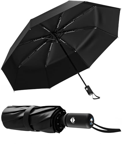 Rain-Mate Windproof Compact Umbrellas for Rain - Strong Reinforced Fiberglass Rib Design &amp; Auto Open &amp; Close - P