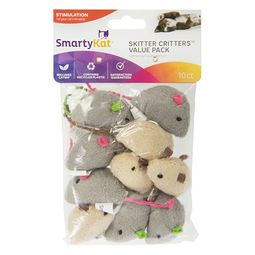 SmartyKat Skitter Critters Catnip Mice (10-Pack)