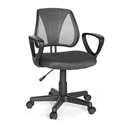 hjh OFFICE KIDDY CD Kinder- & Jugenddrehstuhl, Netzstoff, höhenverstellbare Rückenlehne, mit Armlehnen, mitwachsend, Grau