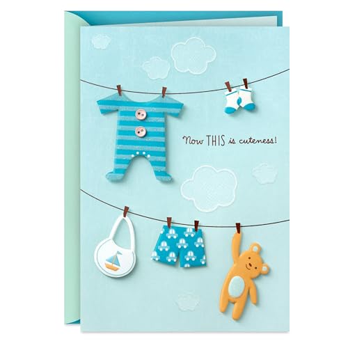 Hallmark Baby Shower Card for Boy (Blue, Now This is Cuteness) Welcome New Baby Boy, Congratulations