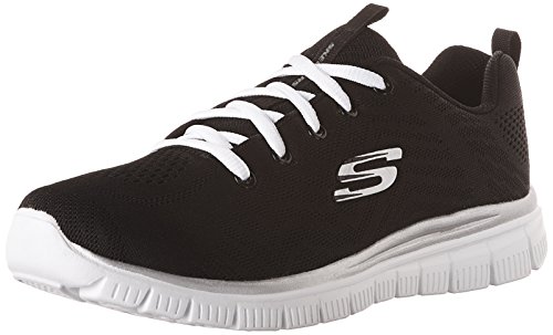 (-36%) Skechers Damen Graceful Get Connected Sneakers, Black Mesh White Trim, 38 EU
