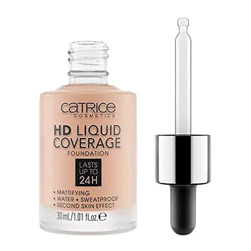 Catrice | HD Liquid Coverage Foundation | 24H Wear, Matte Finish, High Coverage, Waterproof Formula with Niacinamide | Vegan & Cruelty Free (020 | Rose Beige)