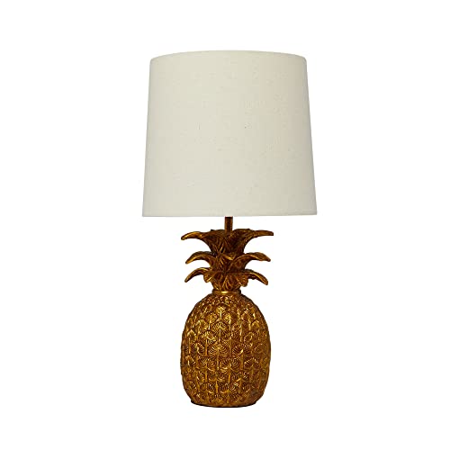 Creative Co Op Pineapple Shaped Table Lamp With Distressed Gold Finish Linen Shade Pricepulse 