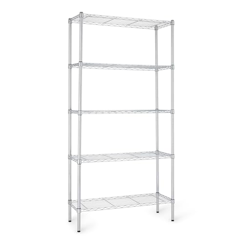 Amazon Basics 5-Shelf Adjustable Heavy Duty Steel Wire Rack, 36"x14"x72", Chrome