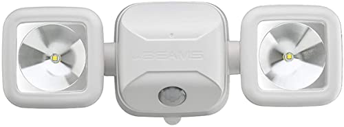 Beams MB3000 High Performance 500 Lumen Wireless Battery Powered Motion Sensing LED Dual Head Security Spotlight, White, 1-Pack