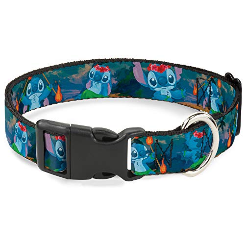 Buckle-Down Plastic Clip Collar - Stitch Hula Dance 5-Poses - 1" Wide - Fits 11-17" Neck - Medium