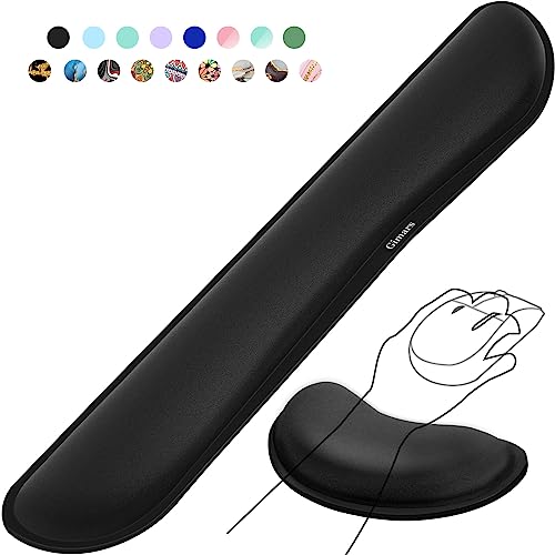 Gimars Upgrade Enlarge Silky and Superfine Fabric Gel Memory Foam Keyboard Wrist Rest Set, Ergonomic Keyboard Mouse Wris