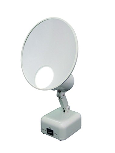Floxite FL-615-2 15X magnifying mirror with light, Lighted travel makeup mirror with light and magnification, Round, LED
