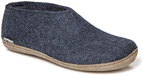 Glerups 100% quality wool mix Shoe Slipper with leather sole - Unisex - Denim - Size 14.5