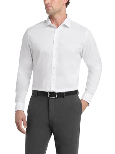 UNLISTED Men's Dress Shirt Slim Fit Solid, White, 15"-15.5" Neck 32"-33" Sleeve