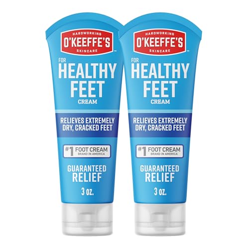 O'Keeffe's for Healthy Feet Foot Cream - 3 oz Tube (2 Pack) - Guaranteed Relief for Extremely Cracked, Dry Feet, Repairing Skincare, Instantly Boosts and Retains Moisture Levels